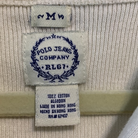 Vintage Polo Jeans Red Sleeve Zip Neck Long Sleeve Top - Picture 2 of 8